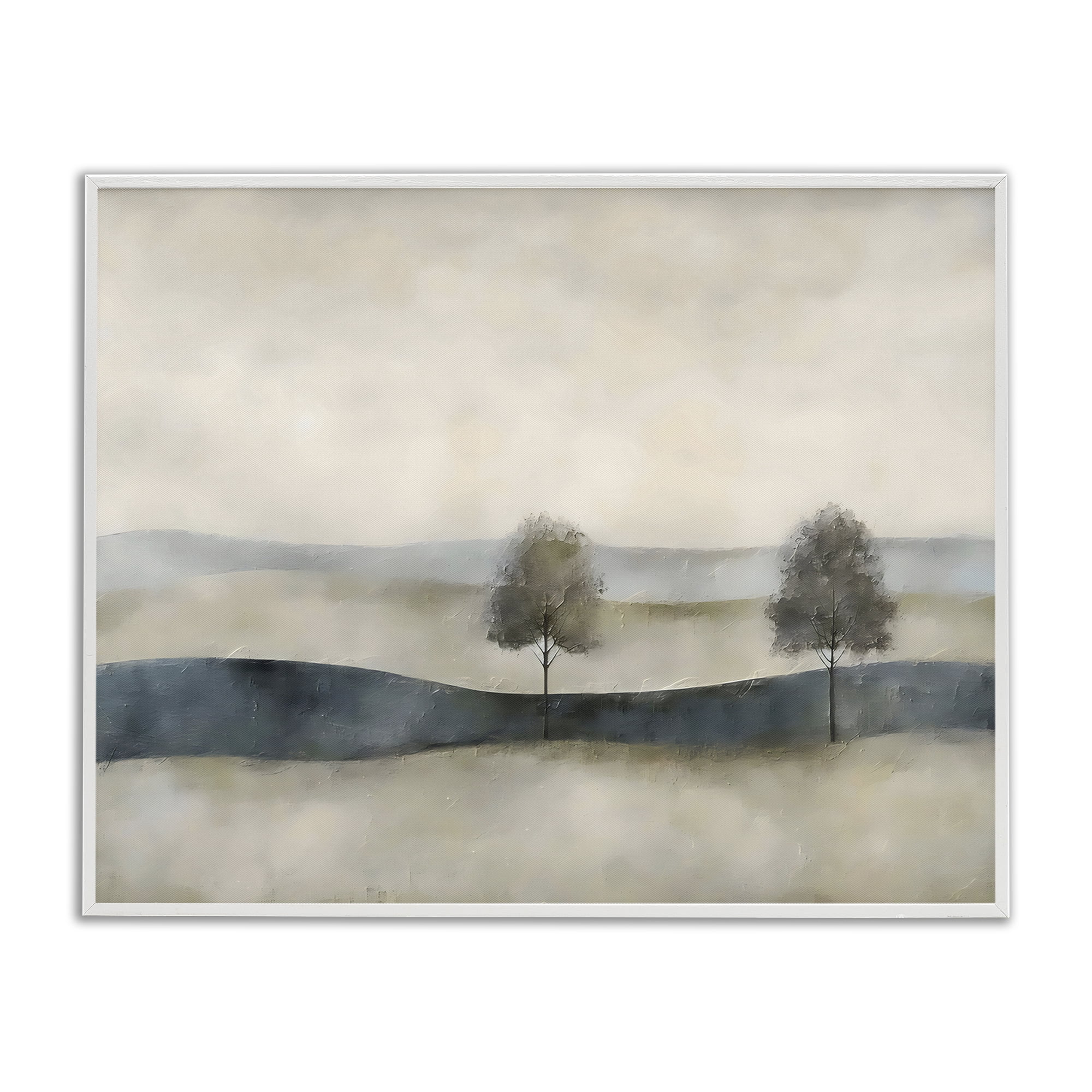 Stupell Industries Muted Horizon with Trees White Framed Giclee Art, design by Riley B