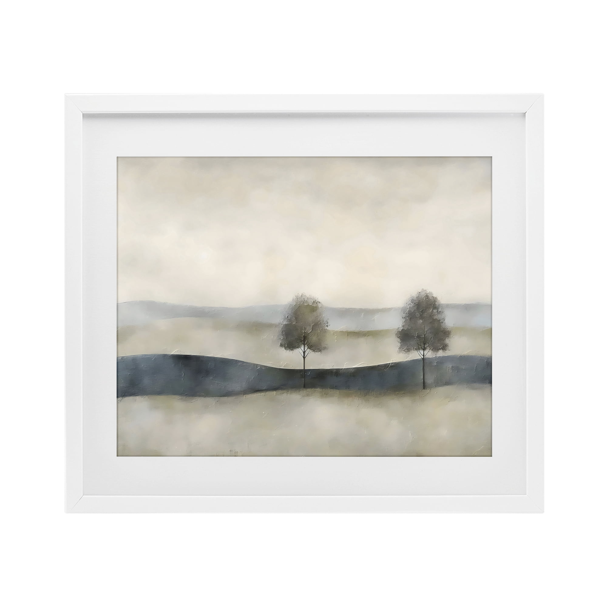 Stupell Industries Muted Horizon with Trees White Framed Print Under Glass, design by Riley B