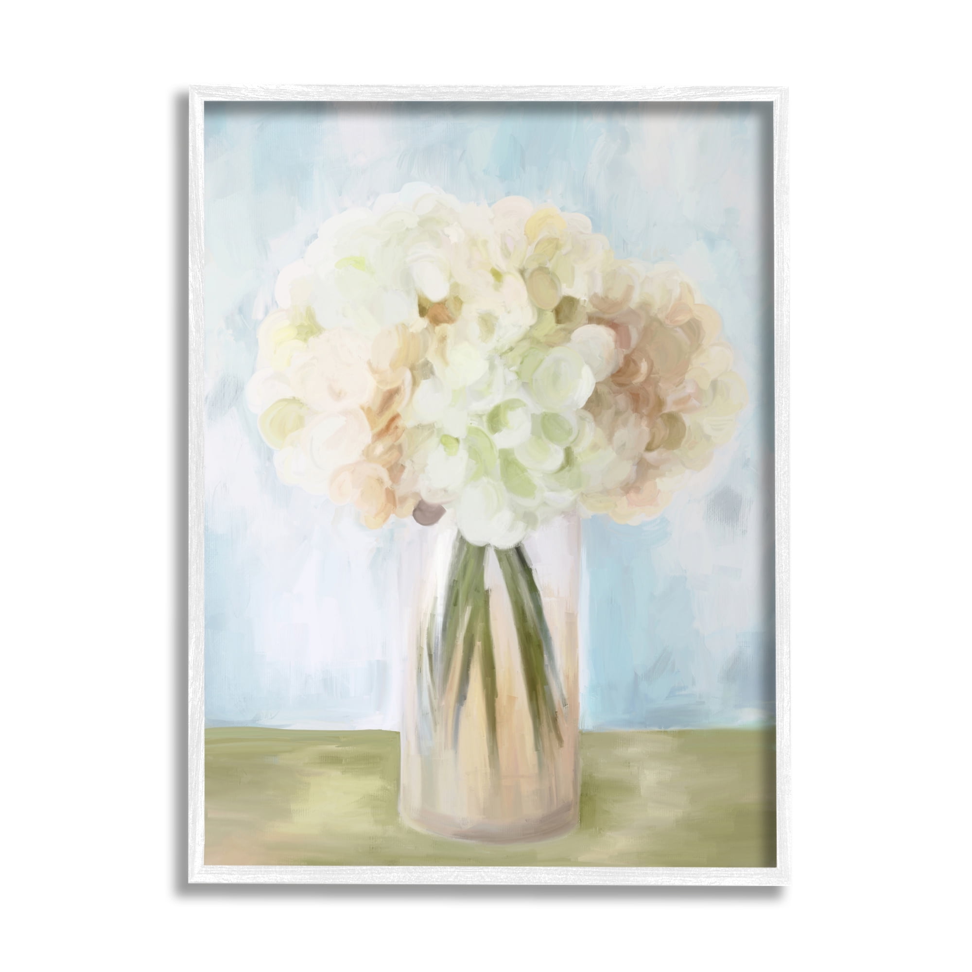 Stupell Industries Muted Hydrangea Bouquet Botanical & Floral Painting White Framed Art Print Wall Art, 24 x 30
