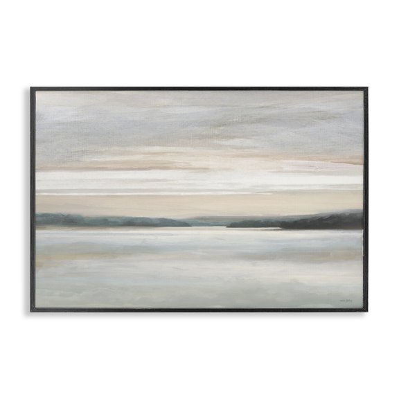 Stupell Industries Muted Lake Abstraction Black Framed Giclee Art, design by Amber Sterling