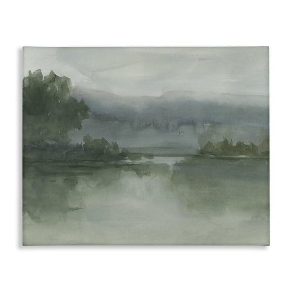 Stupell Industries Muted Lake At Twilight Abstract Painting Wrapped Canvas Canvas Art Print Wall Art, 30 x 24