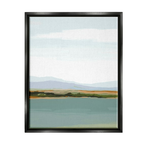 Stupell Industries Muted Lake Landscape Abstract Painting Black Floater Framed Art Print Wall Art, 17 x 21