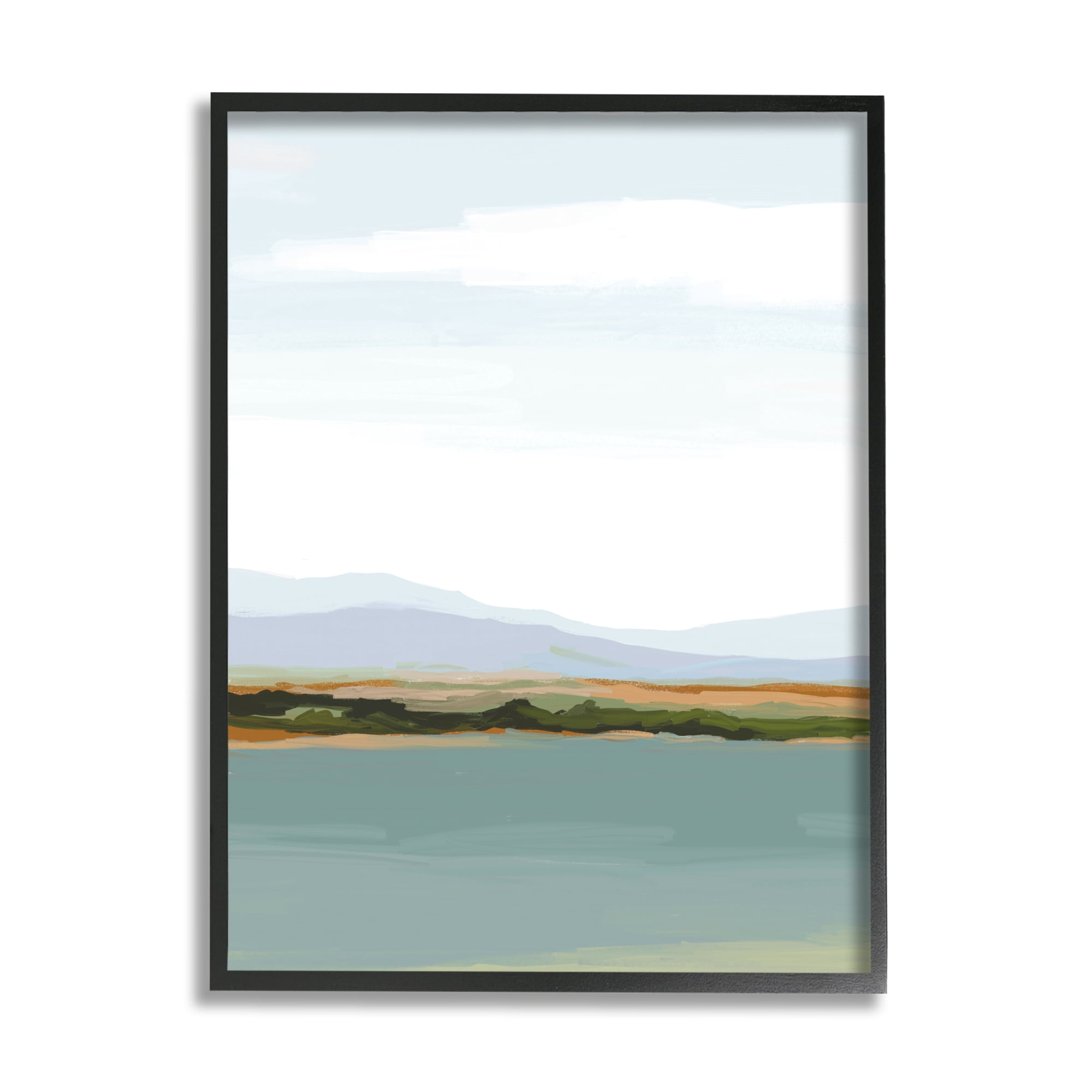 Stupell Industries Muted Lake Landscape Abstract Painting Black Framed Art Print Wall Art, 11 x 14