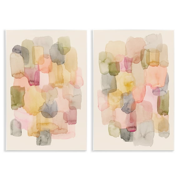 Stupell Industries Muted Layered Neutrals Abstract Painting Unframed Art Print Wall Art, 10 x 15, Set of 2