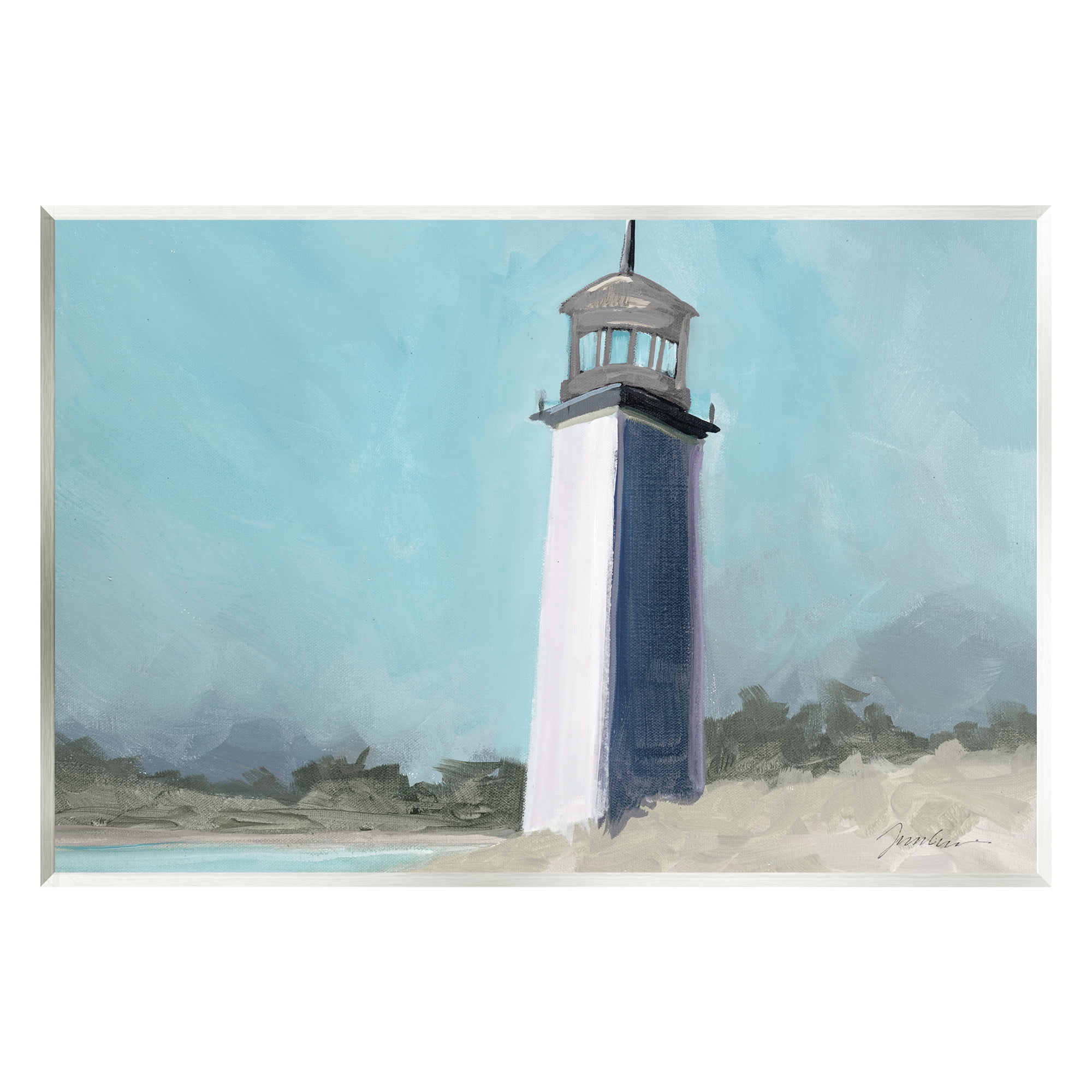 Stupell Industries Muted Lighthouse Landscape Nature Painting Unframed Art Print Wall Art, 15 x 10