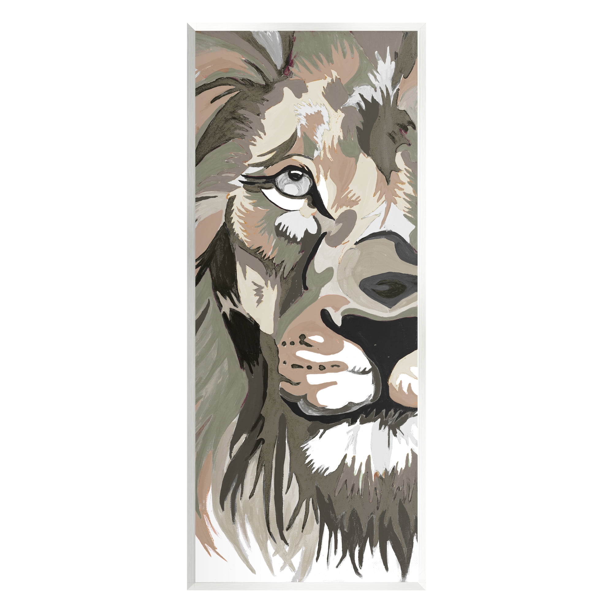 Stupell Industries Muted Lion Face Portrait Animals & Insects Painting Unframed Art Print Wall Art, 7 x 17