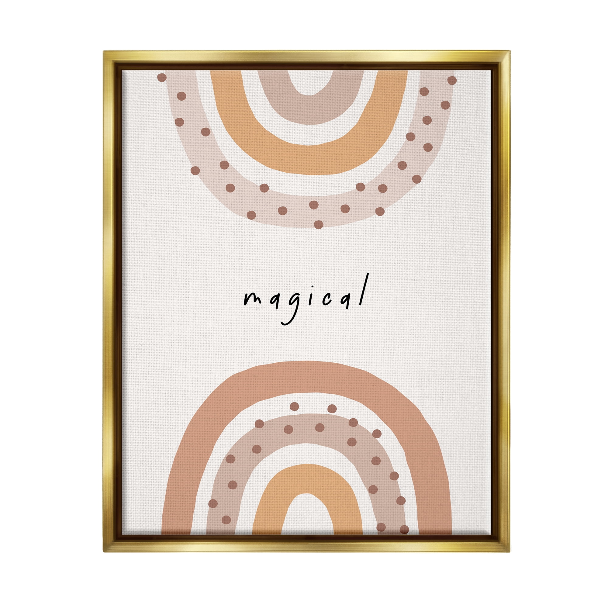 Stupell Industries Muted Magical Rainbows Inspirational Painting Gold Floater Framed Art Print Wall Art, 17 x 21