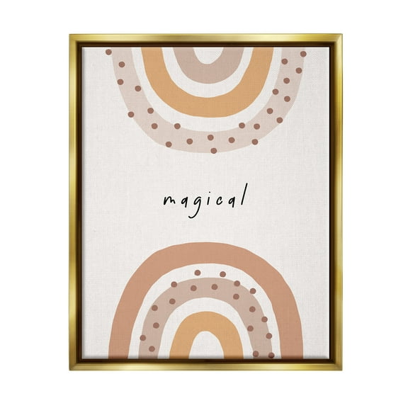 Stupell Industries Muted Magical Rainbows Inspirational Painting Gold Floater Framed Art Print Wall Art, 17 x 21