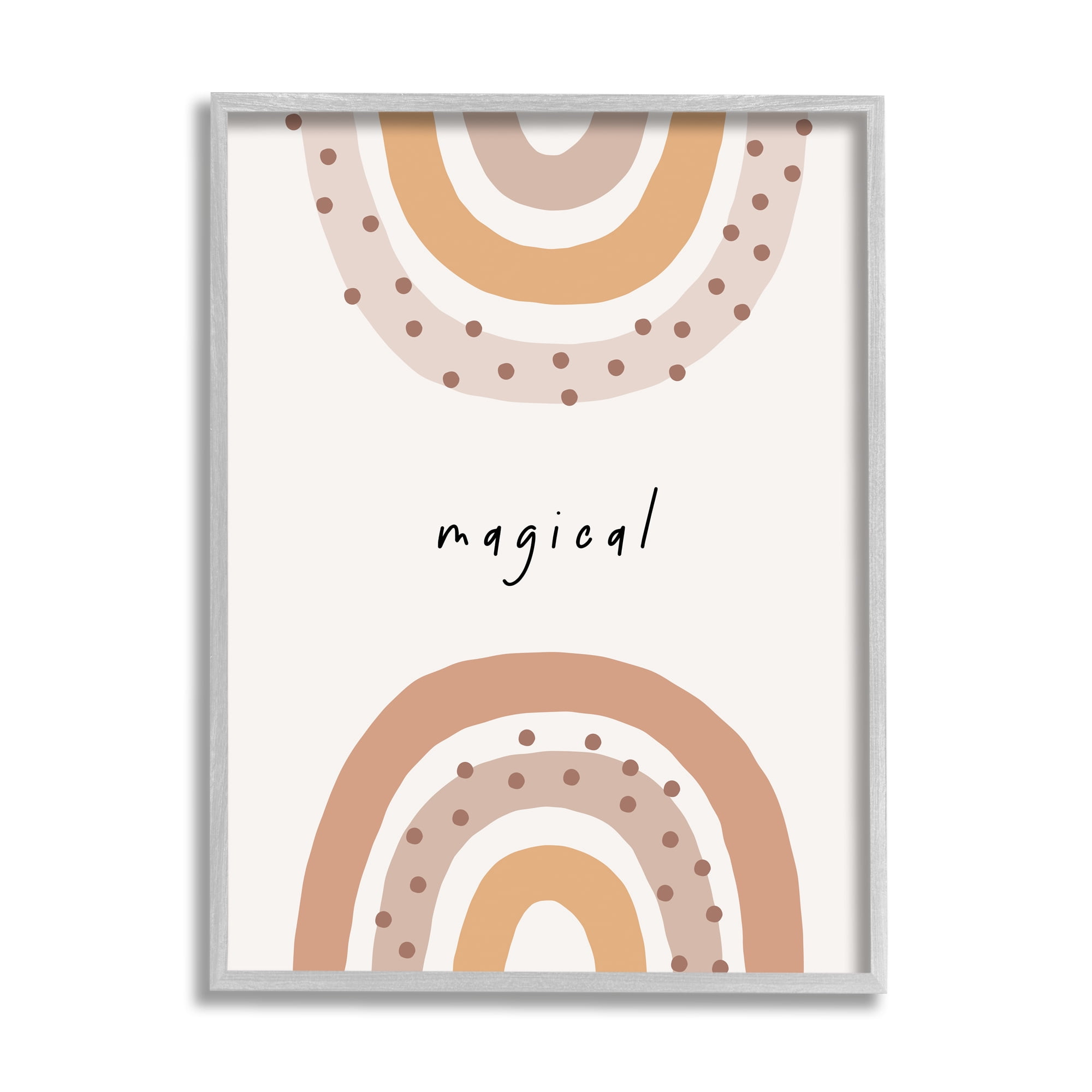 Stupell Industries Muted Magical Rainbows Inspirational Painting Gray Framed Art Print Wall Art, 16 x 20