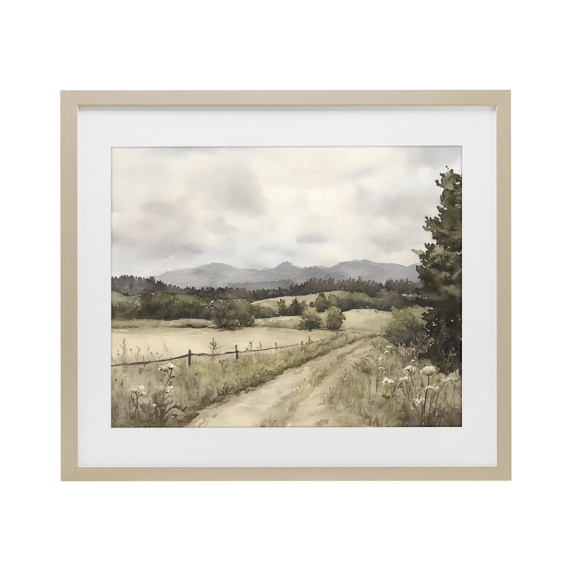 Stupell Industries Muted Meadow Lane Birch Framed Print Under Glass, design by Riley B