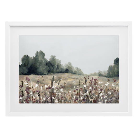Stupell Industries Muted Meadows Landscape White Framed Print Under Glass design by Hannah Dawson, 14 x 20