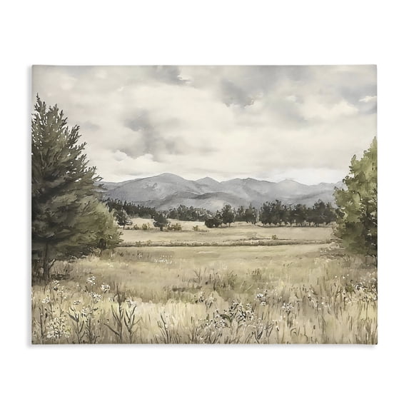 Stupell Industries Farmhouse Muted Mountain Meadow Canvas Art, 30 x 24, by Riley B