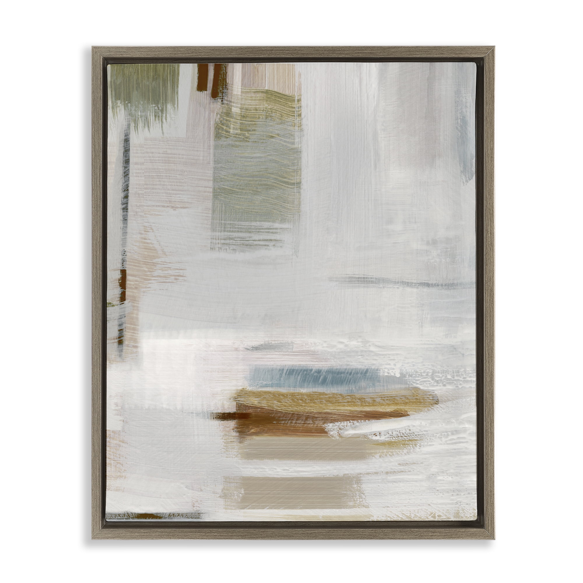 Stupell Industries Muted Neutral Composition Abstract Painting Brown Floater Framed Canvas Art Print Wall Art, 25 x 31