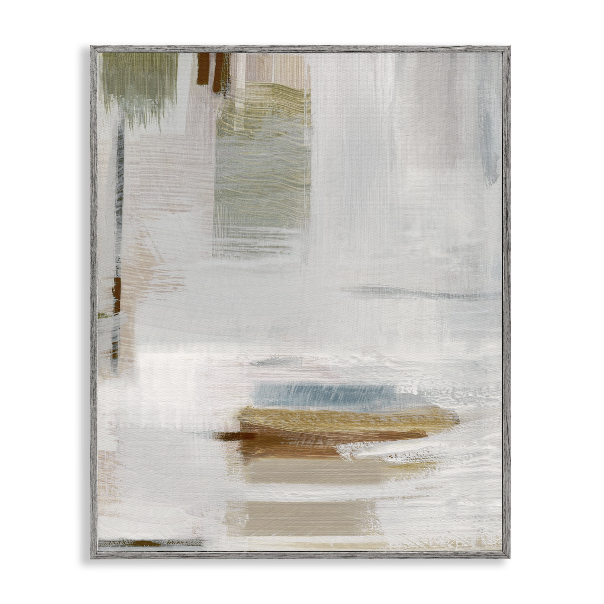 Stupell Industries Muted Neutral Composition Abstract Painting Gray Framed Art Print Wall Art, 24 x 30