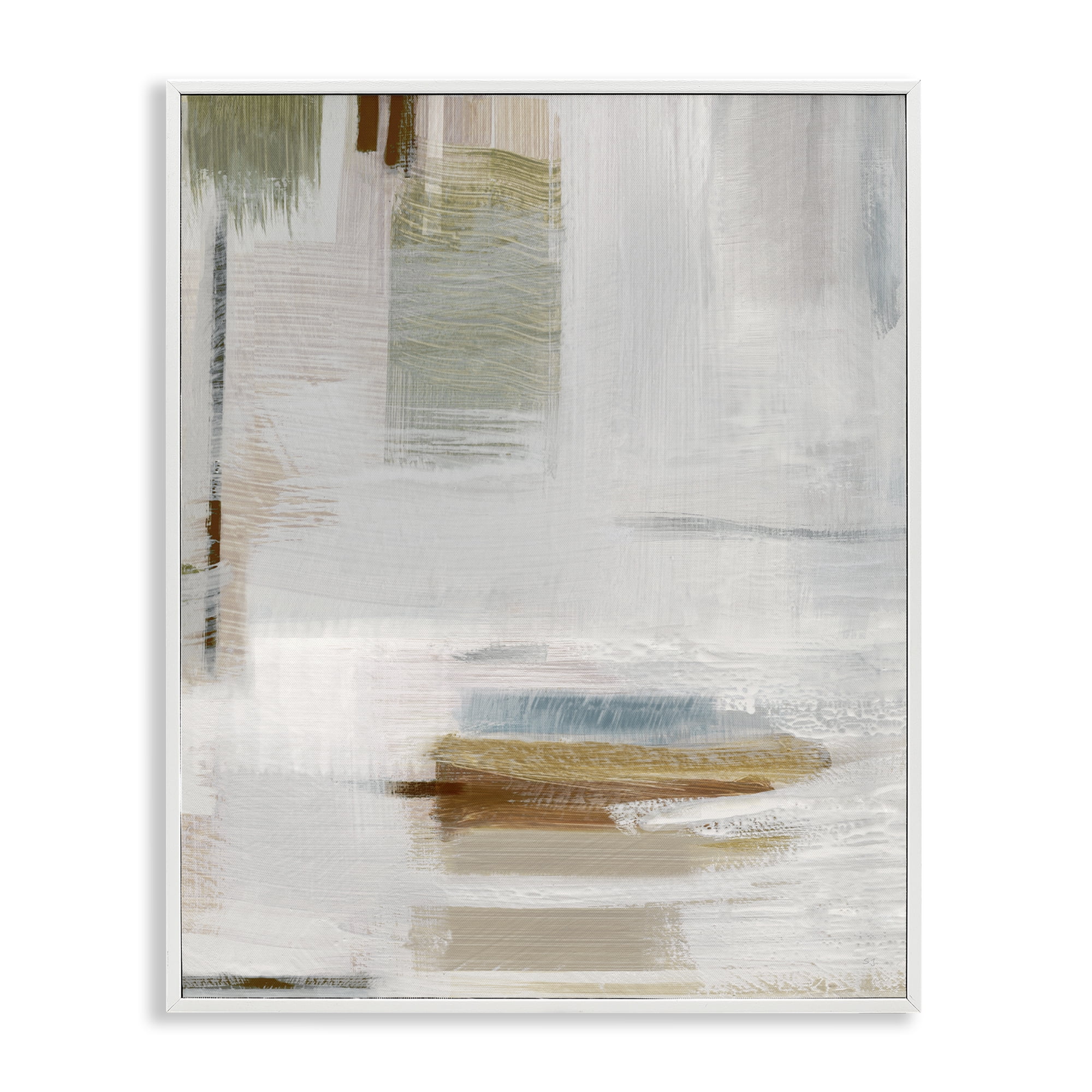 Stupell Industries Muted Neutral Composition Abstract Painting White Framed Art Print Wall Art, 11 x 14