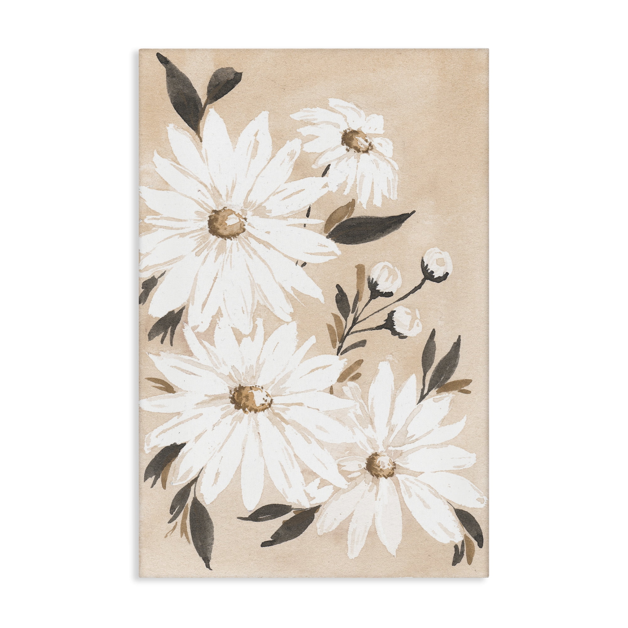 Stupell Industries Muted Neutral Daisies Botanical & Floral Painting Gallery Wrapped Canvas Art Print Wall Art, 30 x 45