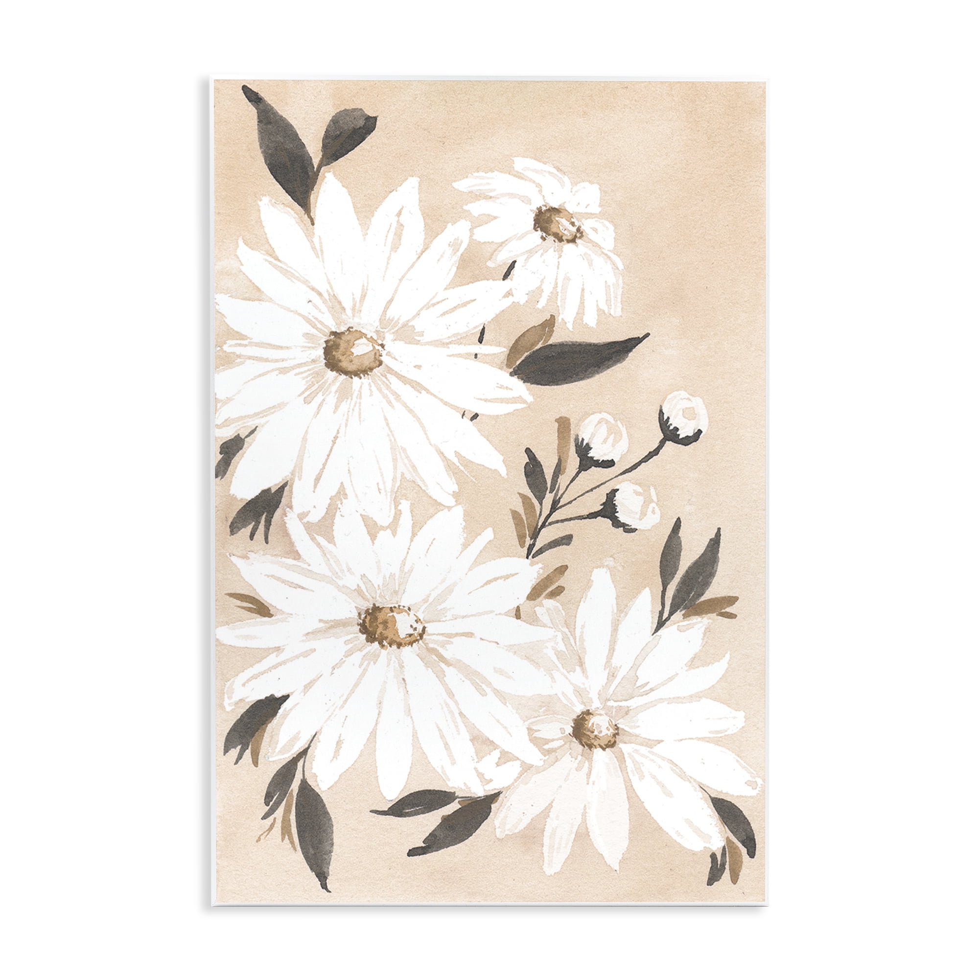 Stupell Industries Muted Neutral Daisies Botanical & Floral Painting Unframed Art Print Wall Art, 13 x 19