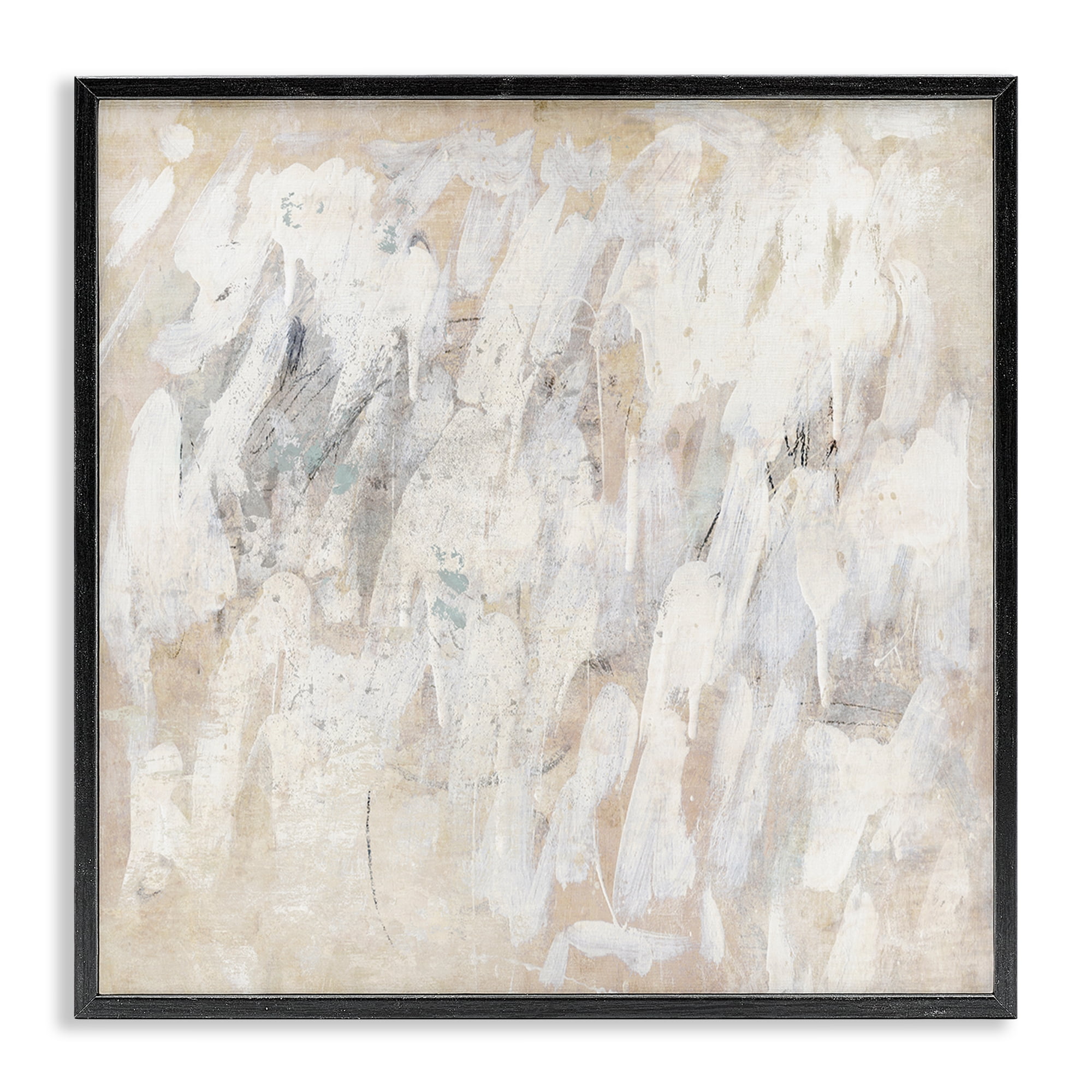 Stupell Industries Muted Neutral Dapples Abstract Painting Black Framed Art Print Wall Art, 24 x 24