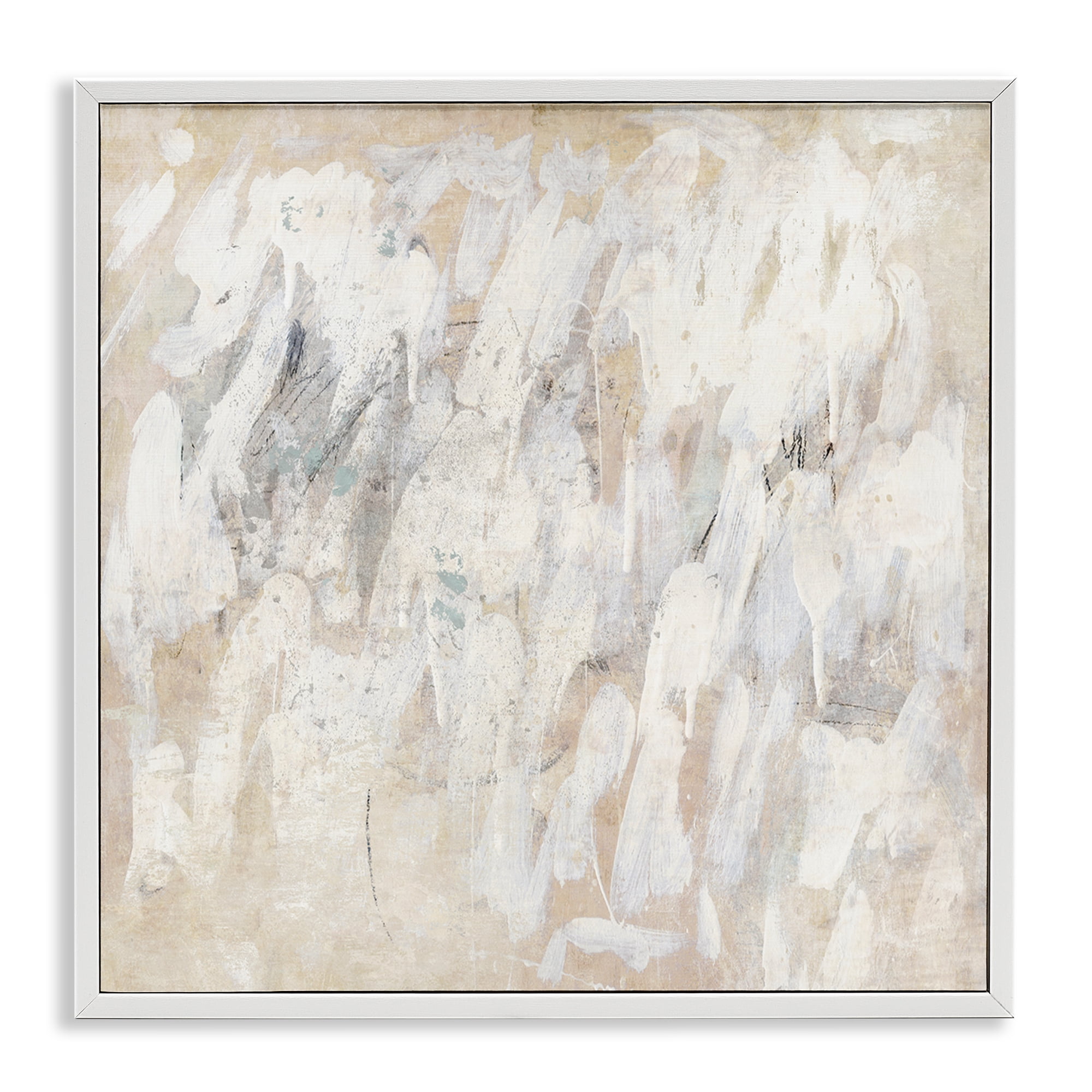 Stupell Industries Muted Neutral Dapples Abstract Painting White Framed Art Print Wall Art, 24 x 24