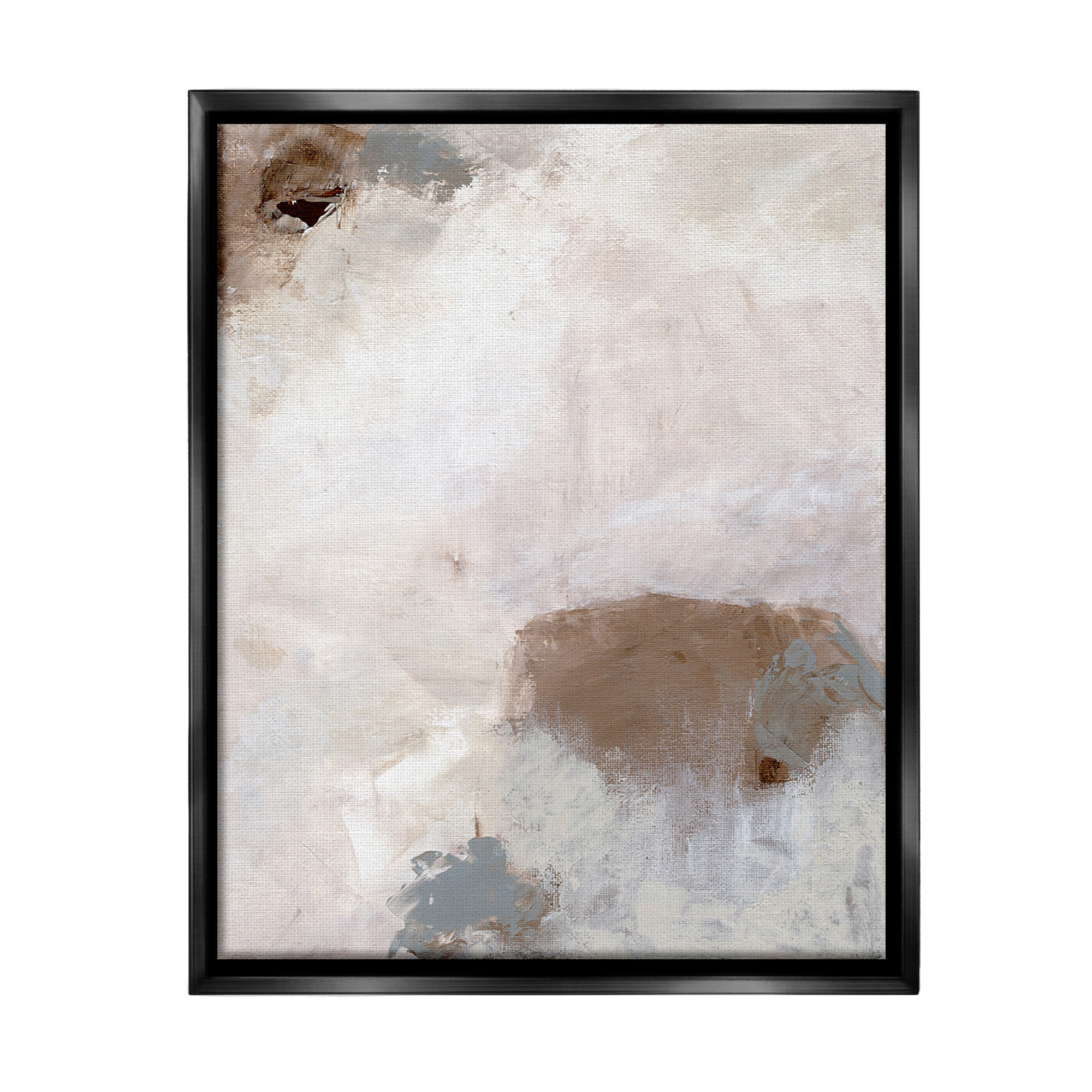 Stupell Industries Muted Neutral Painting Abstract Painting Black Floater Framed Canvas Art Print Wall Art, 25 x 31