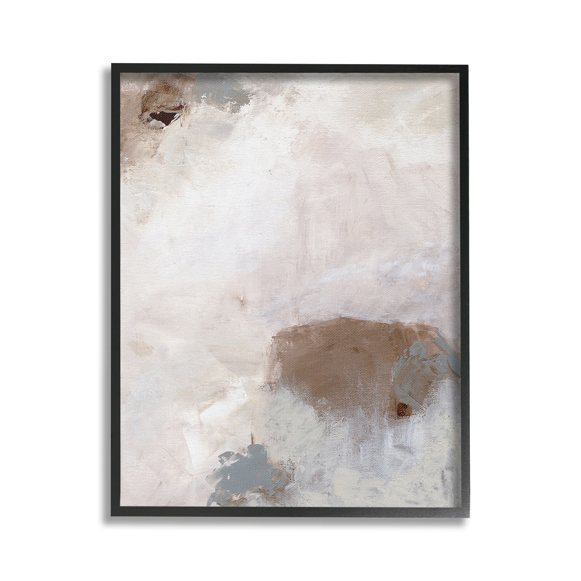 Stupell Industries Muted Neutral Painting Abstract Painting Black Framed Art Print Wall Art, 16 x 20