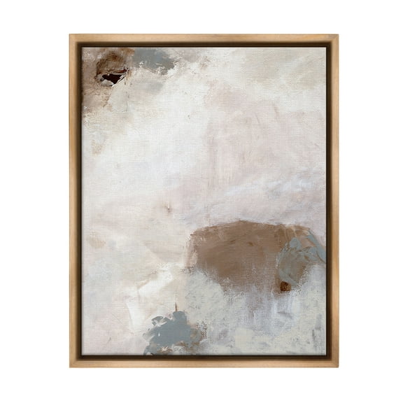 Stupell Industries Muted Neutral Painting Abstract Painting Brown Floater Framed Canvas Art Print Wall Art, 17 x 21