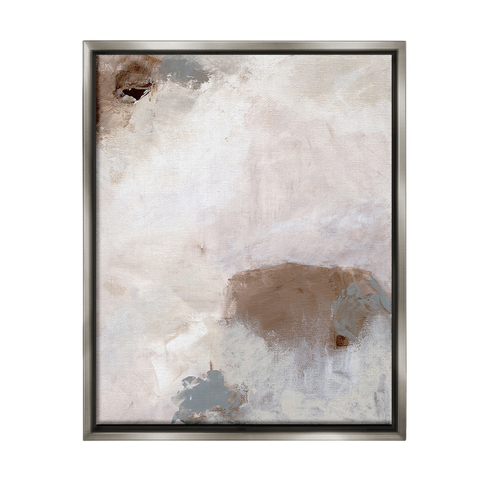 Stupell Industries Muted Neutral Painting Abstract Painting Gray Floater Framed Canvas Art Print Wall Art, 17 x 21
