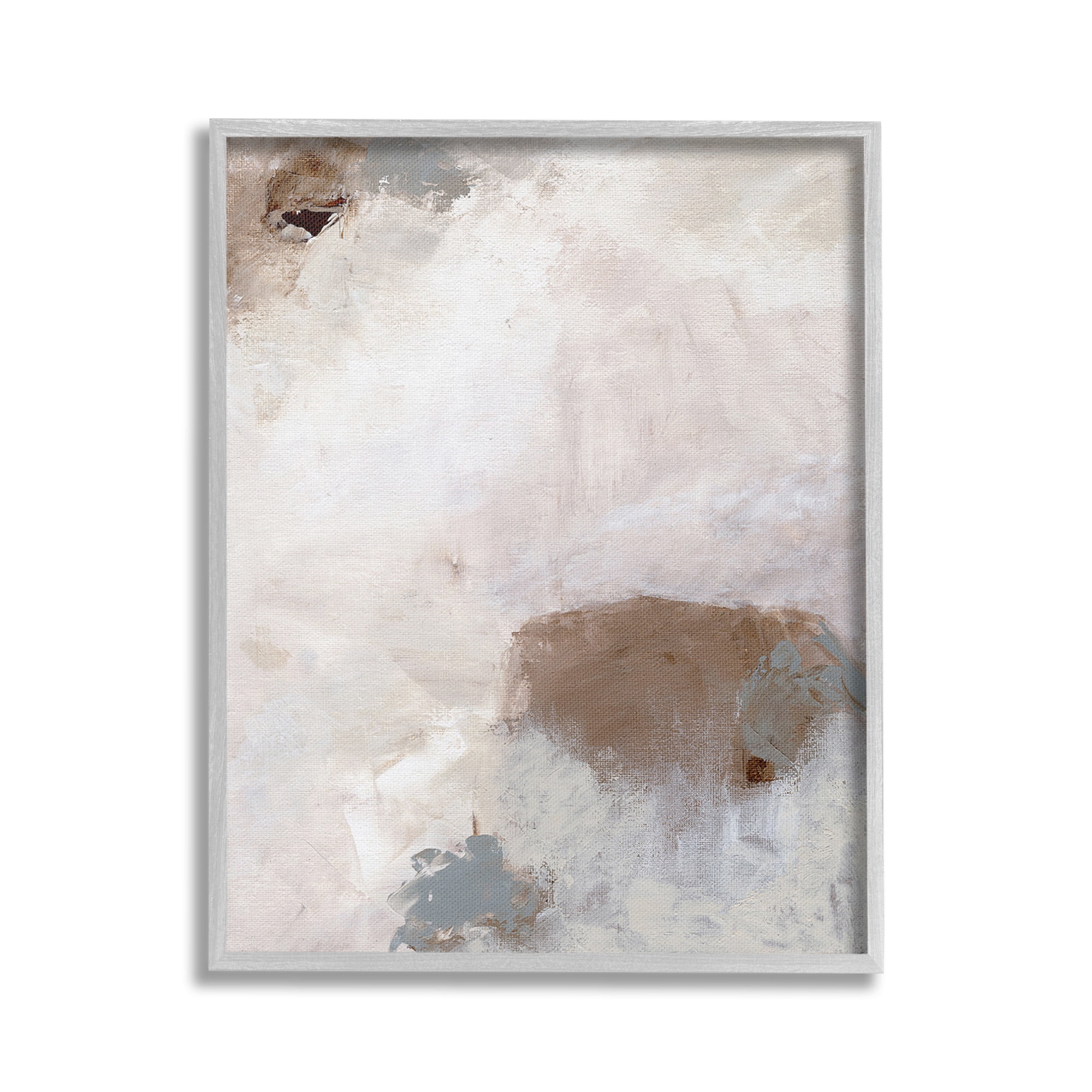 Stupell Industries Muted Neutral Painting Abstract Painting Gray Framed Art Print Wall Art, 24 x 30