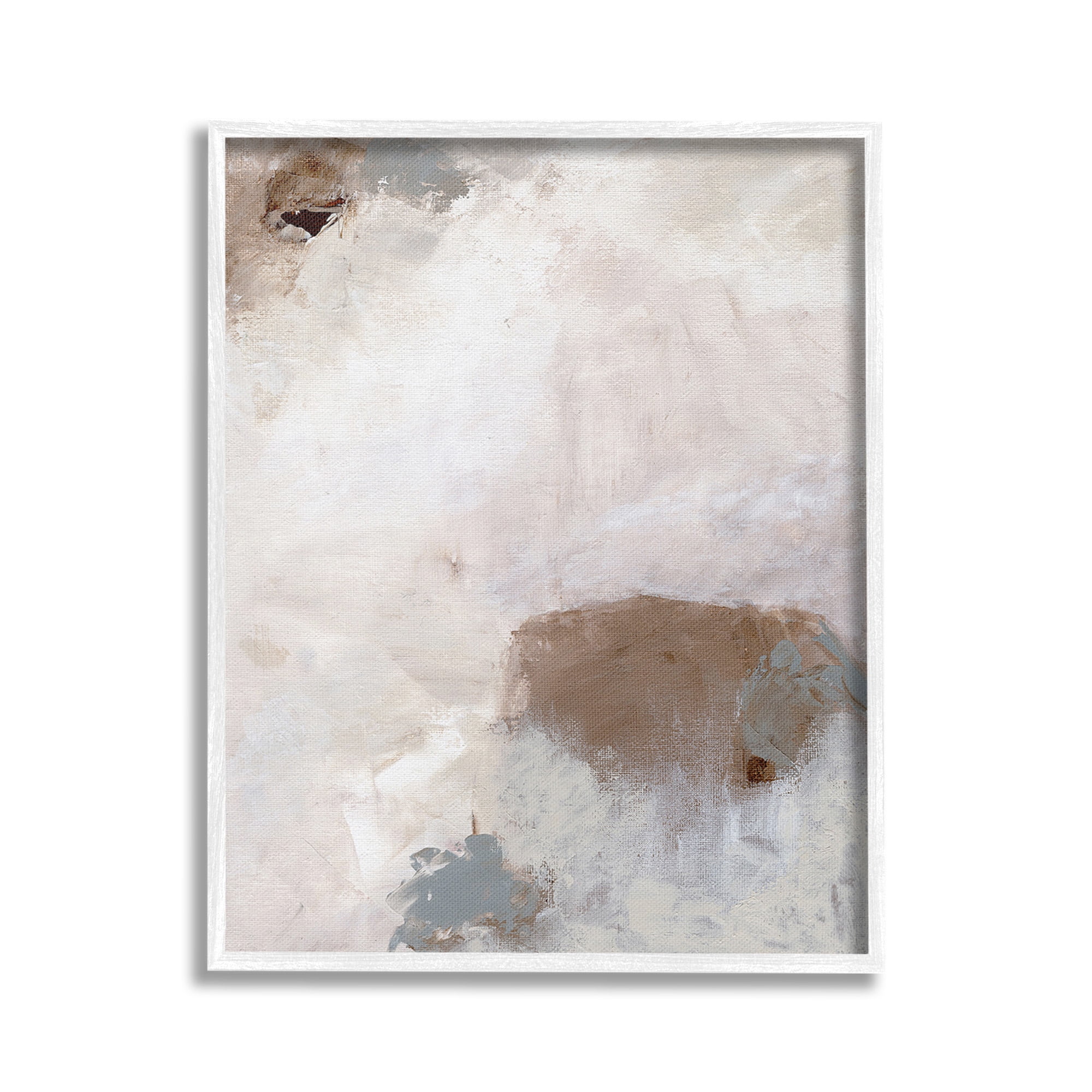 Stupell Industries Muted Neutral Painting Abstract Painting White Framed Art Print Wall Art, 16 x 20