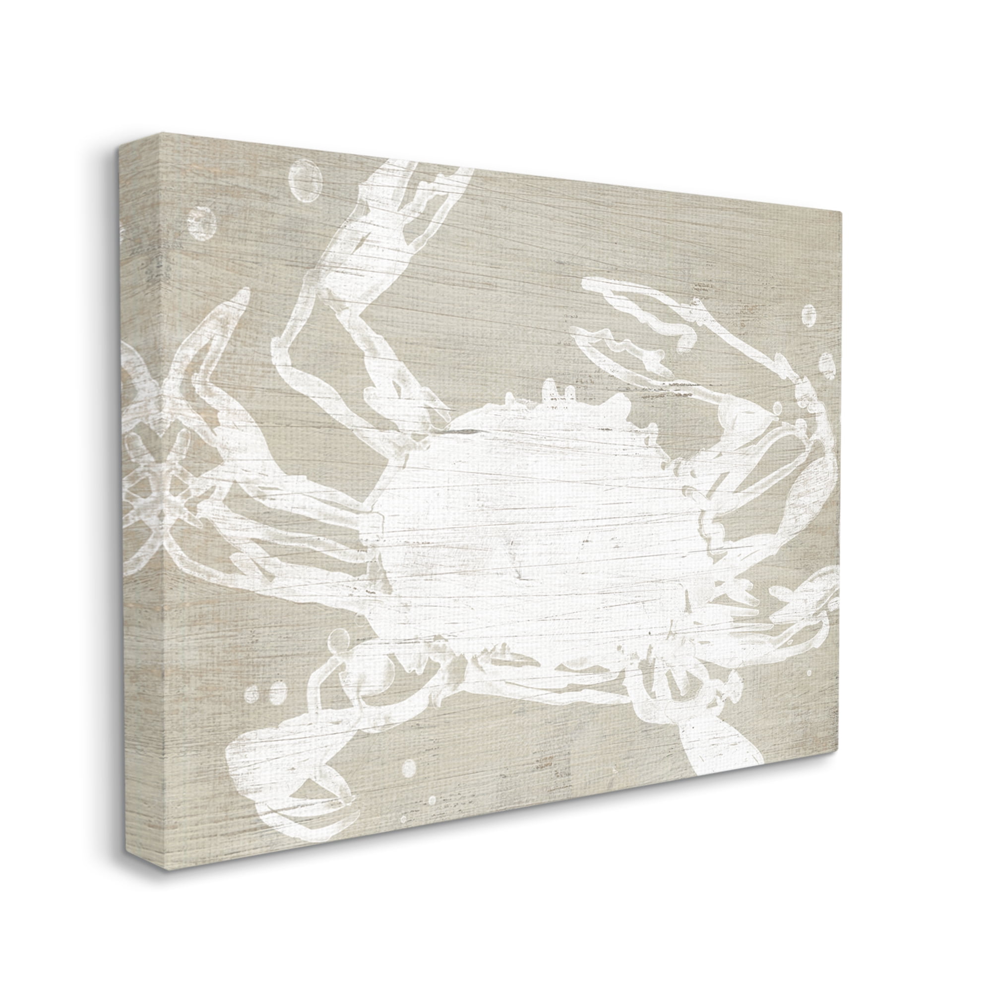 Stupell Industries Muted Ocean Crab Rustic Crustacean Grain Pattern Nature Painting Gallery Wrapped Canvas Print Wall Art, 24 x 30