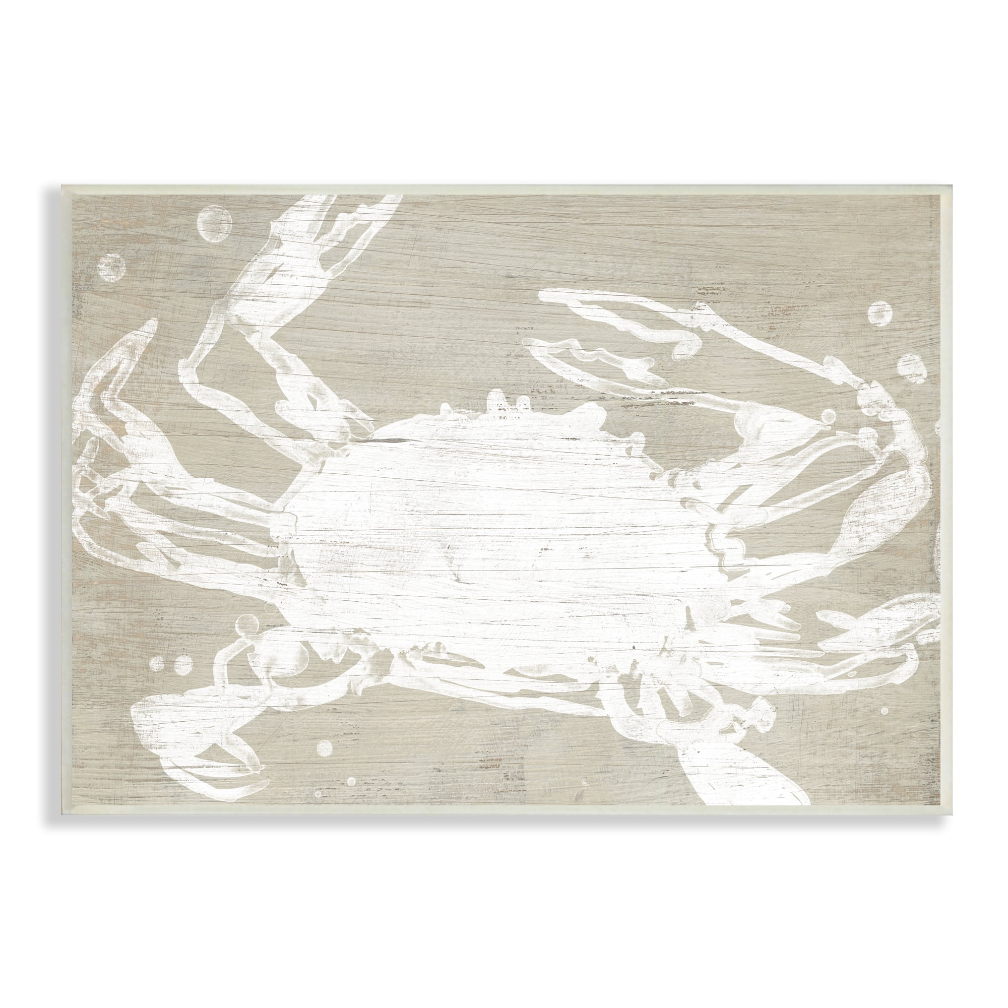 Stupell Industries Muted Ocean Crab Rustic Crustacean Grain Pattern Nature Painting Unframed Art Print Wall Art, 10 x 15