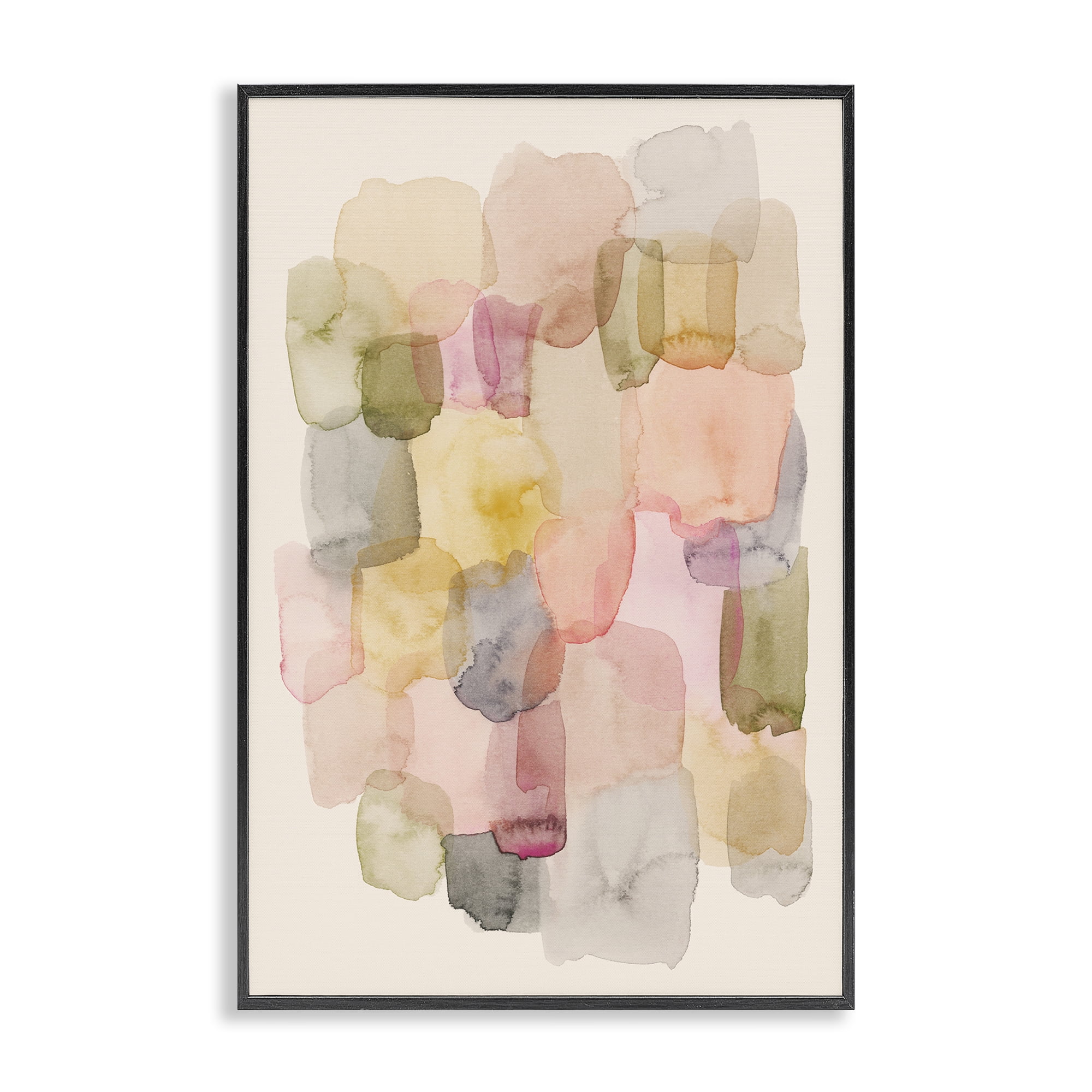 Stupell Industries Muted Paint Blotches Abstract Painting Black Framed Art Print Wall Art, 16 x 24