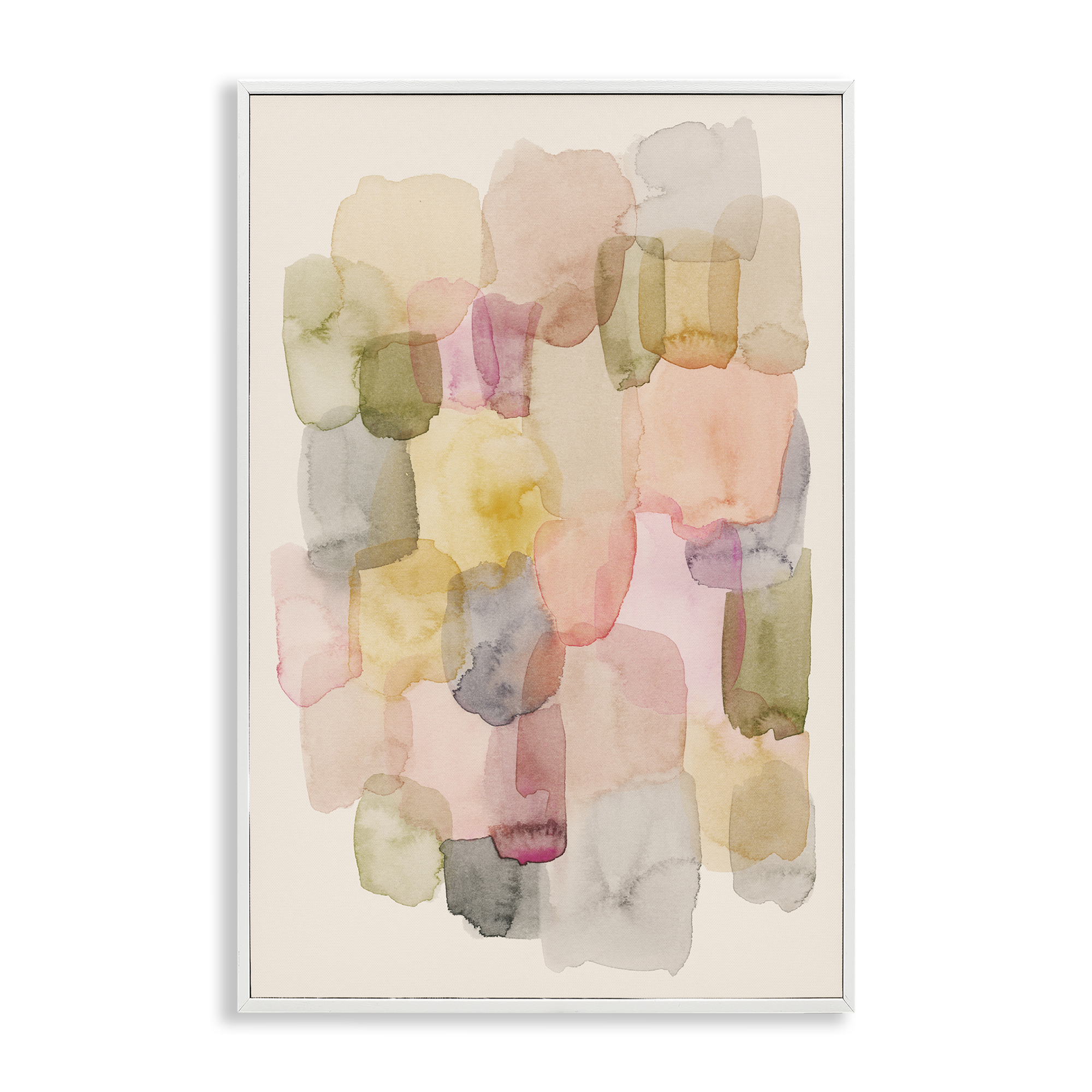 Stupell Industries Muted Paint Blotches Abstract Painting White Framed Art Print Wall Art, 16 x 24