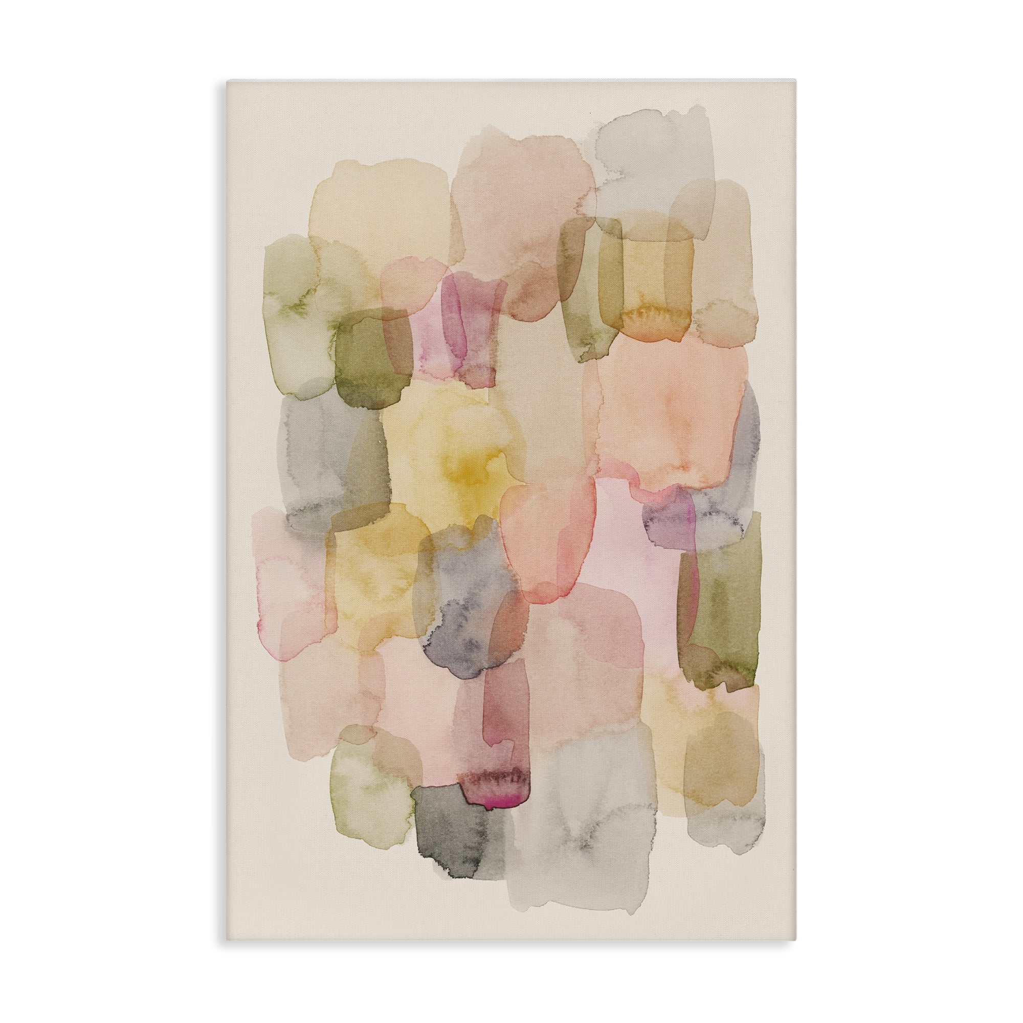 Stupell Industries Muted Paint Blotches Abstract Painting Wrapped Canvas Art Print Wall Art, 30 x 45