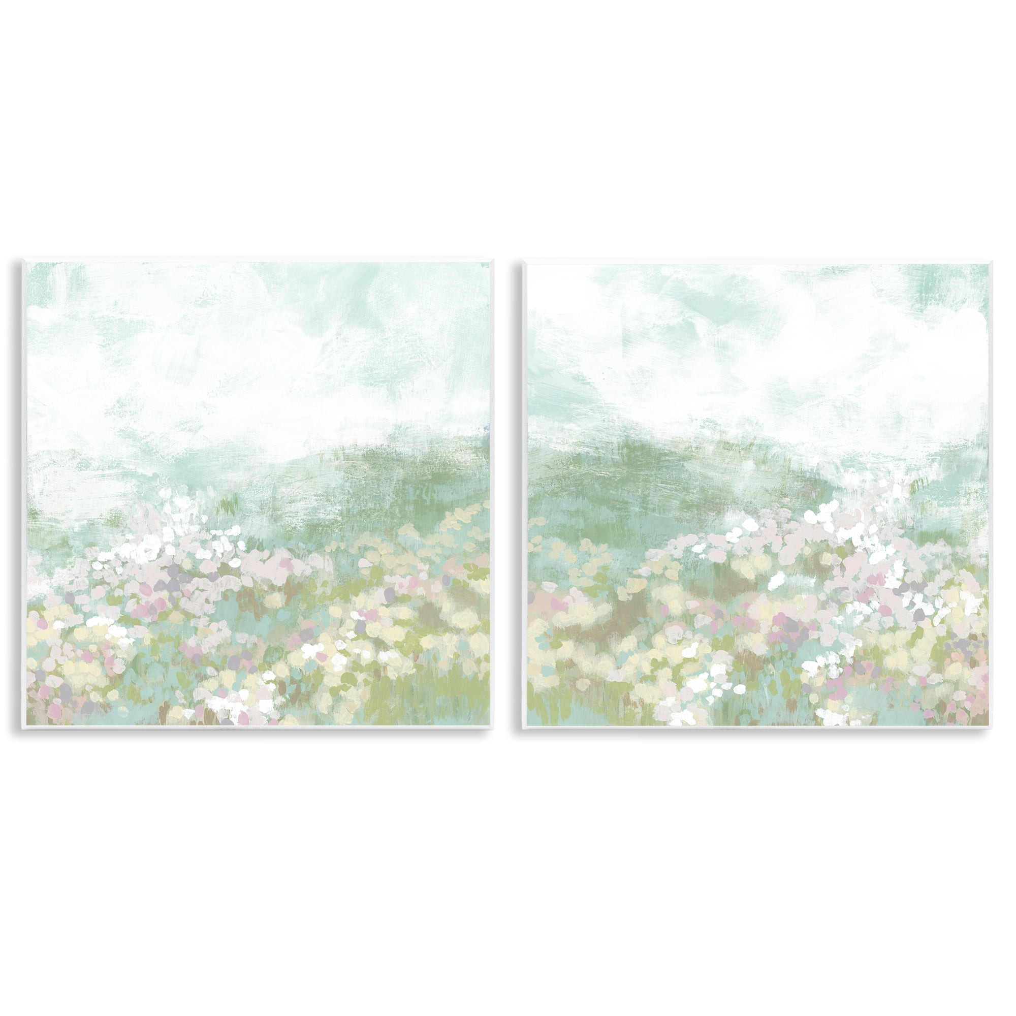 Stupell Industries Muted Pastel Flower Field Landscape & Nature Painting Unframed Art Print Wall Art, 12 x 12, Set of 2