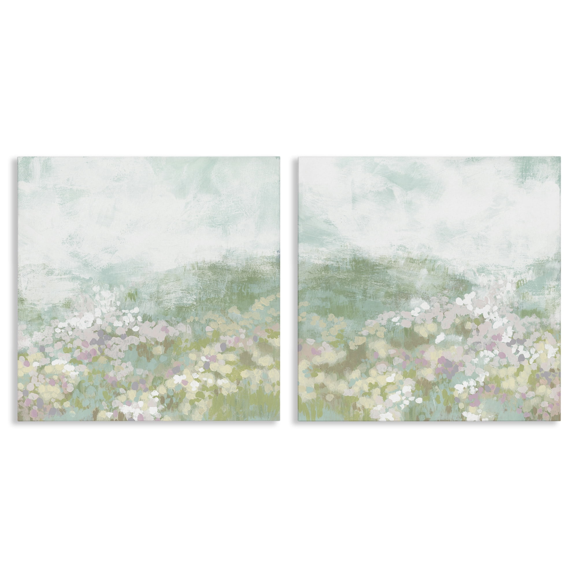 Stupell Industries Muted Pastel Flower Field Landscape & Nature Painting Wrapped Canvas Art Print Wall Art, 24 x 24, Set of 2