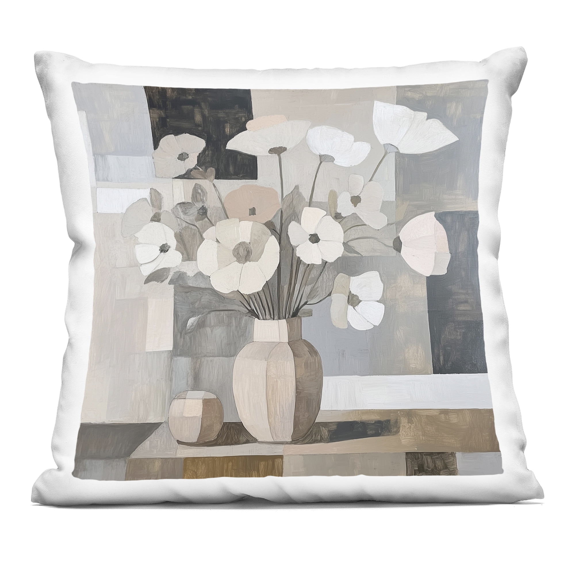 Stupell Industries Muted Pastel Poppies in Cubism Decorative Printed Throw Pillow, design by Heidi Kuntz, 18 x 7 x 18