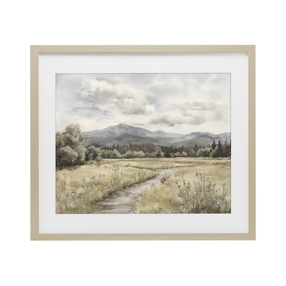 Stupell Industries Traditional Muted Pathway to Mountains Birch Framed Print Under Glass, 21 x 17, by Riley B