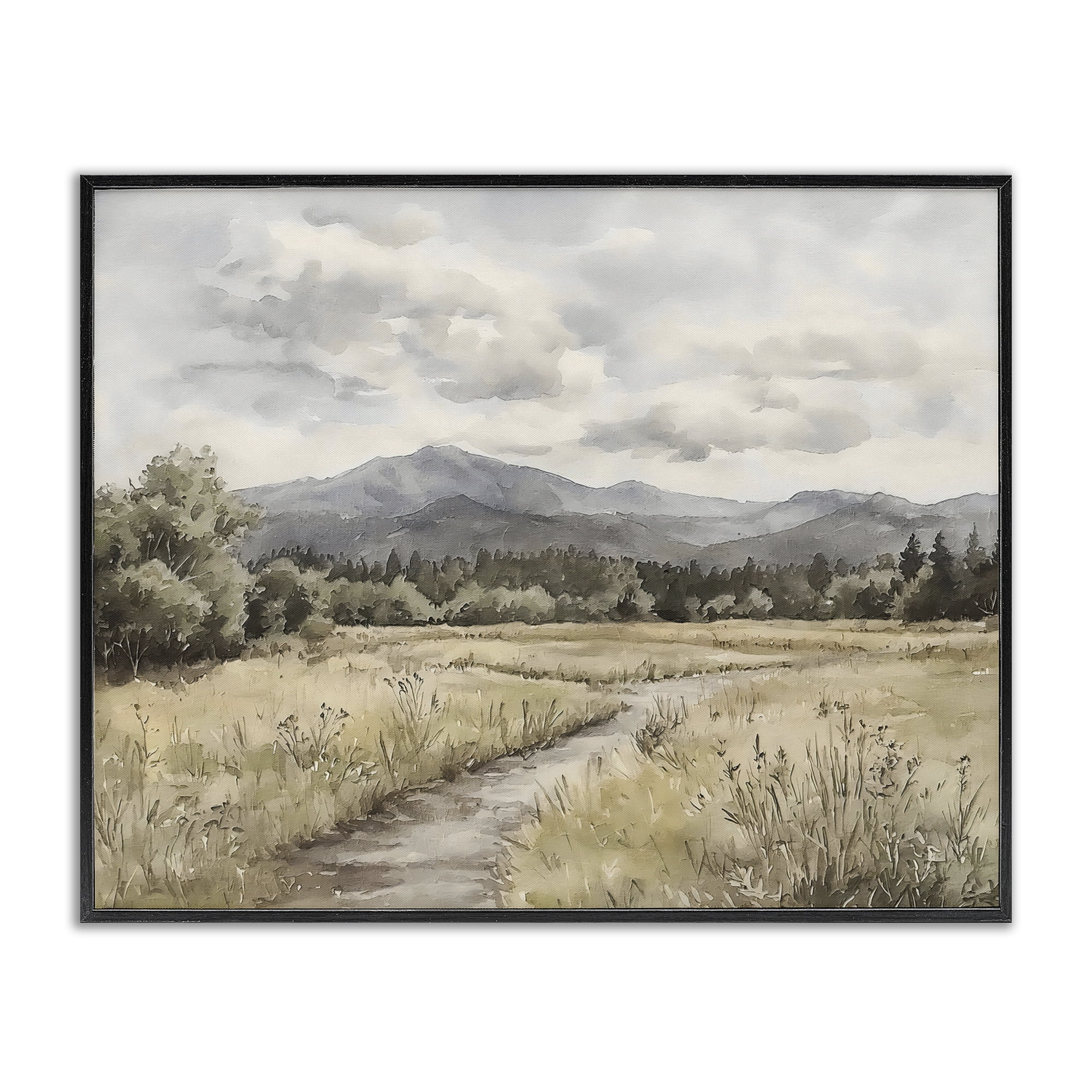 Stupell Industries Muted Pathway to Mountains Black Framed Giclee Art, design by Riley B