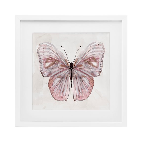 Stupell Industries Muted Pink Butterfly White Framed Print Under Glass design by Carol Robinson, 16 x 16