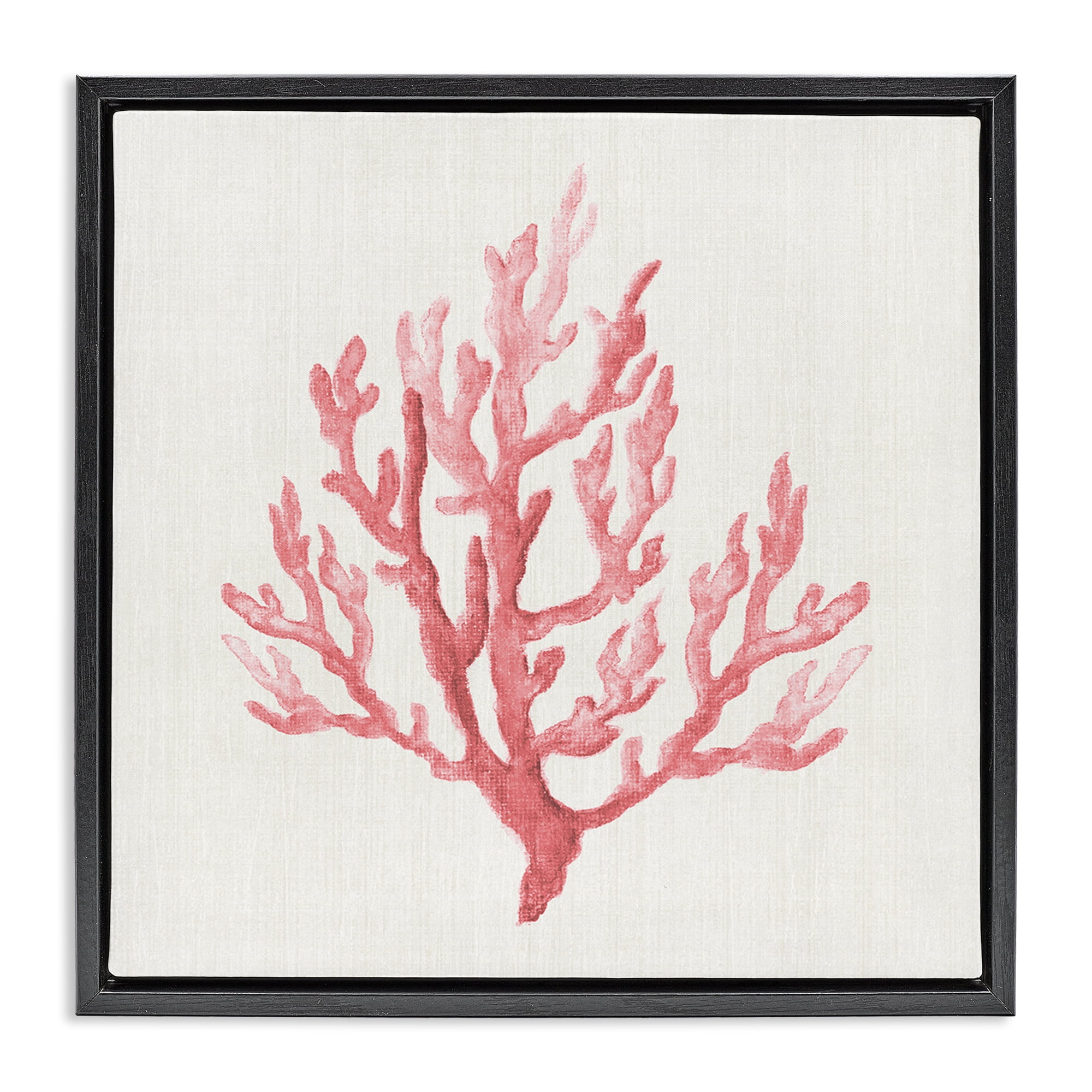 Stupell Industries Muted Pink Coral Branch Black Framed Floater Canvas Wall Art, design by Janet Tava