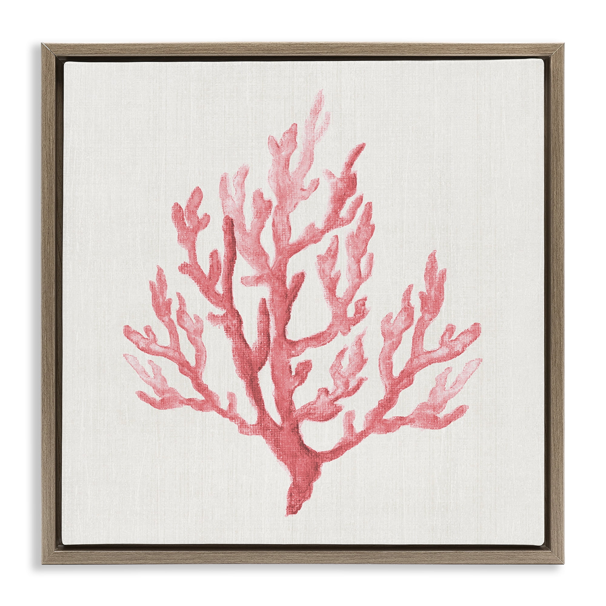 Stupell Industries Muted Pink Coral Branch Brown Framed Floater Canvas Wall Art, design by Janet Tava