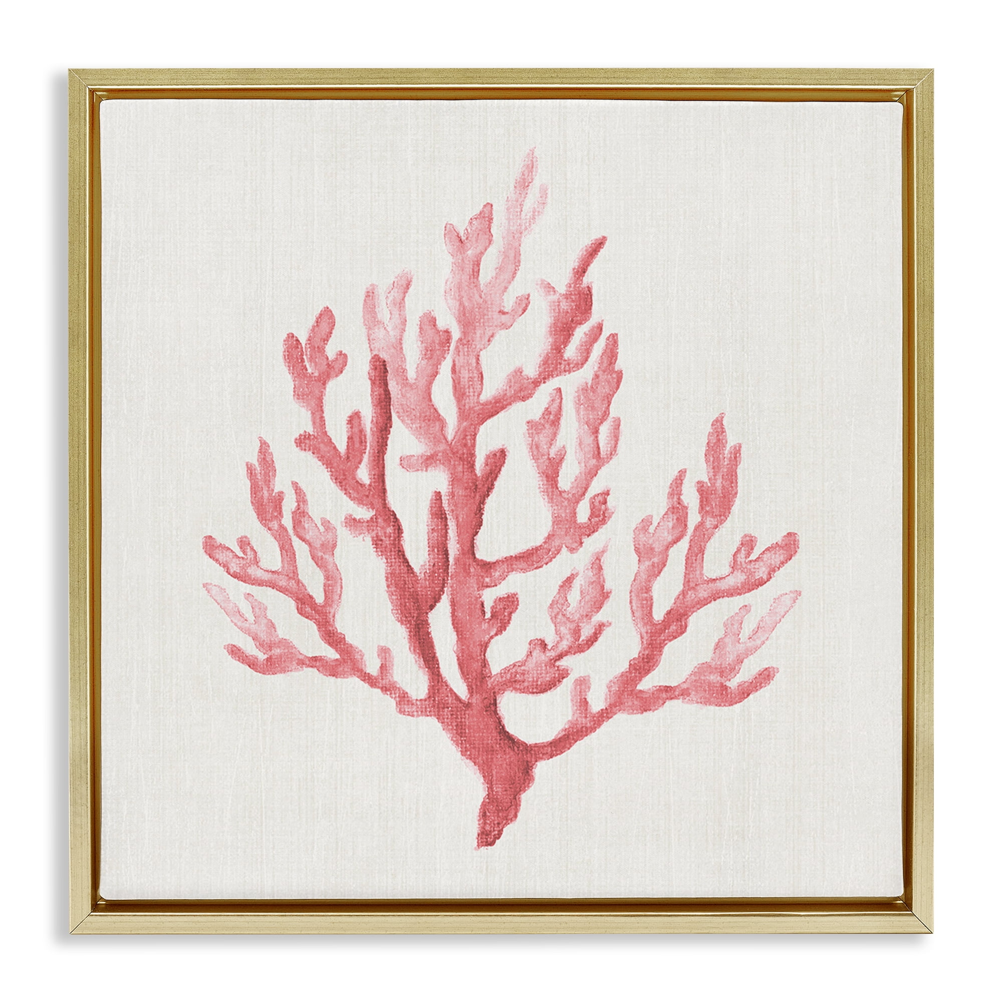 Stupell Industries Muted Pink Coral Branch Gold Framed Floater Canvas Wall Art, design by Janet Tava