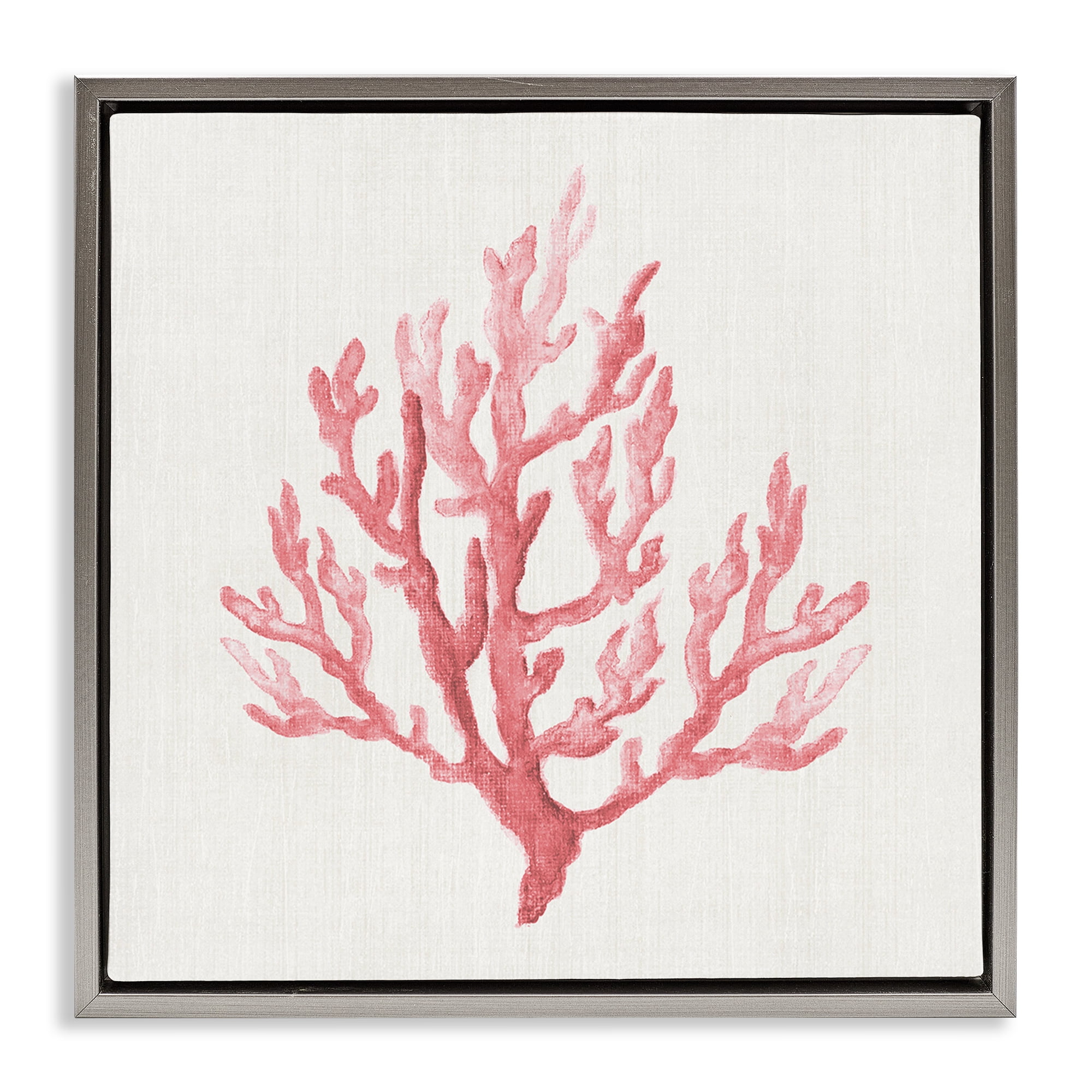 Stupell Industries Muted Pink Coral Branch Gray Framed Floater Canvas Wall Art, design by Janet Tava