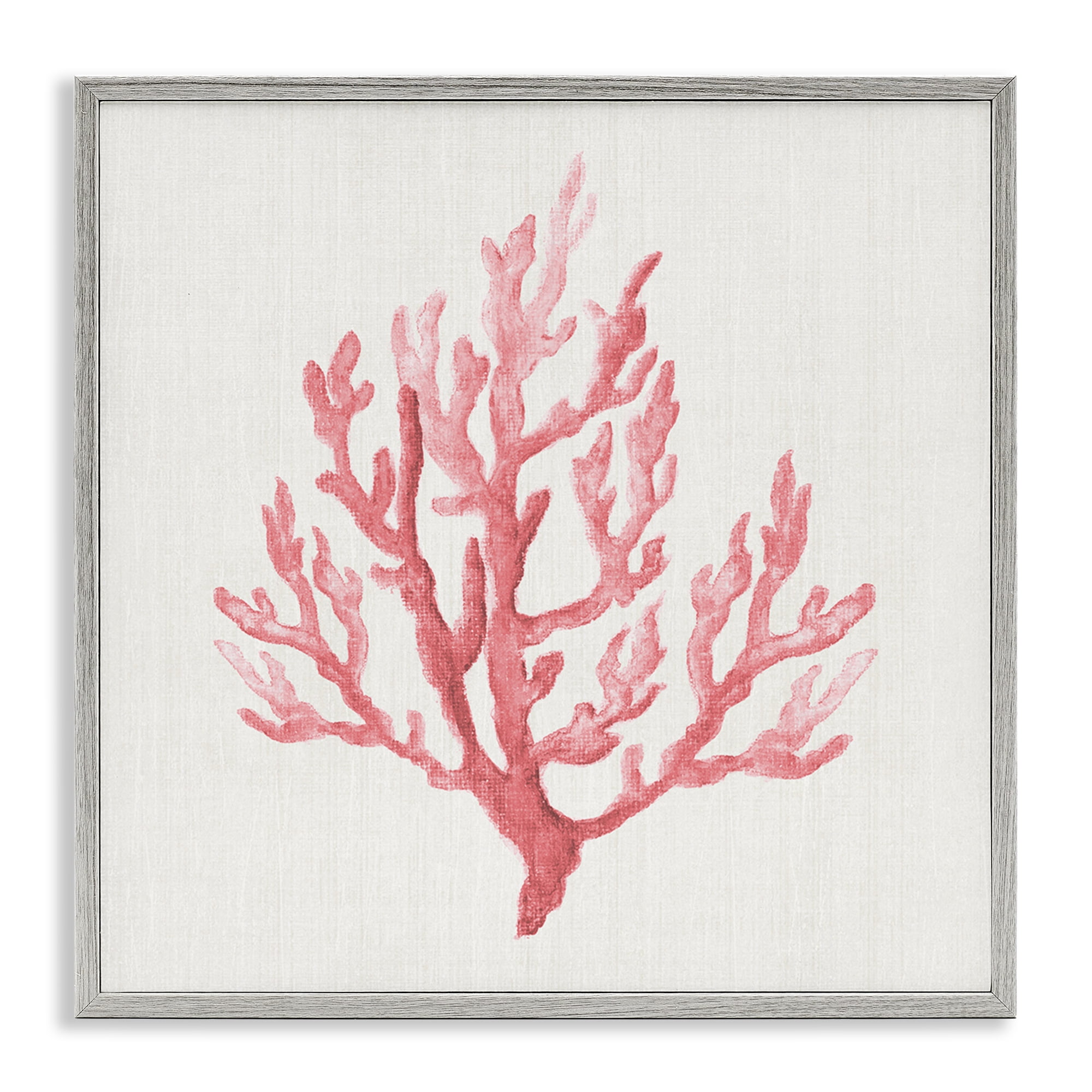 Stupell Industries Muted Pink Coral Branch Gray Framed Giclee Art, design by Janet Tava
