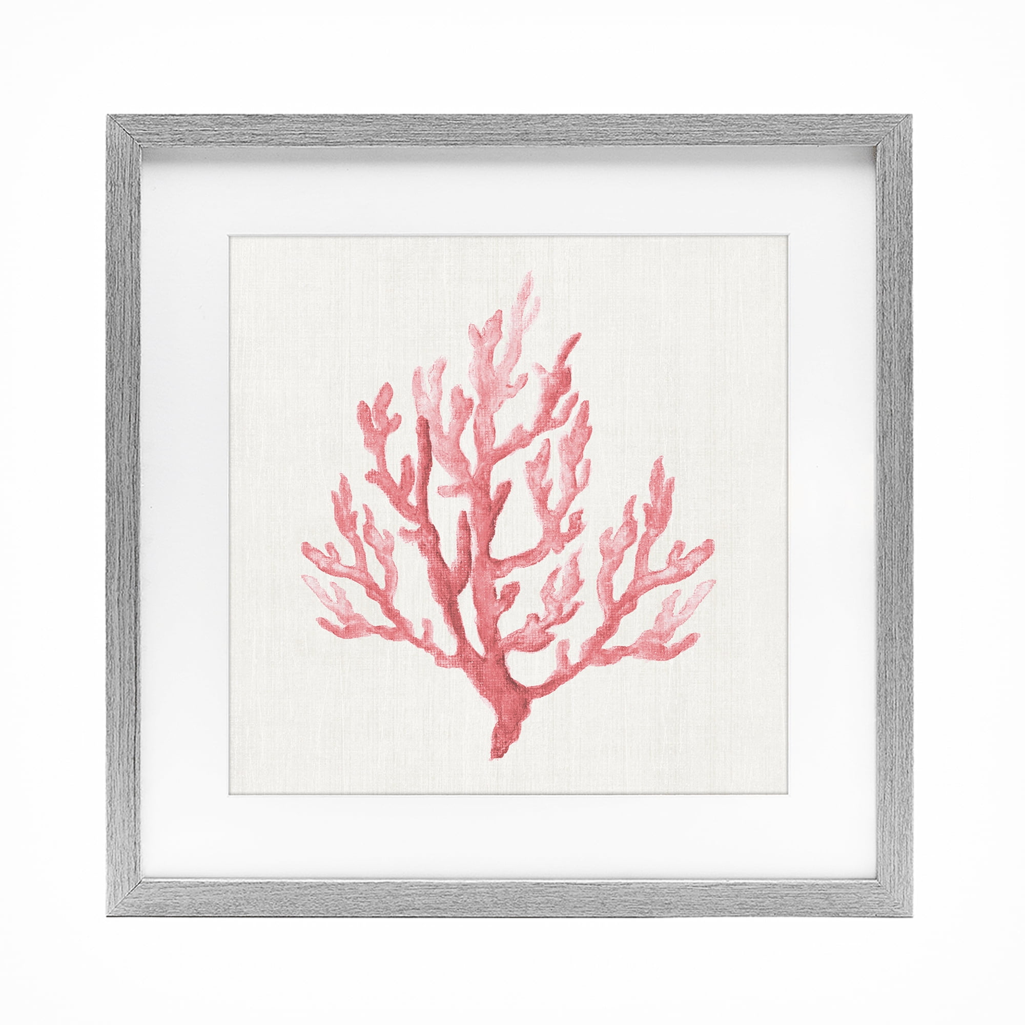 Stupell Industries Muted Pink Coral Branch Gray Framed Print Under Glass, design by Janet Tava