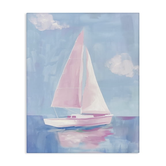 Stupell Industries Muted Pink Sailboat Transportation Painting Wrapped Canvas Canvas Art Print Wall Art, 16 x 20