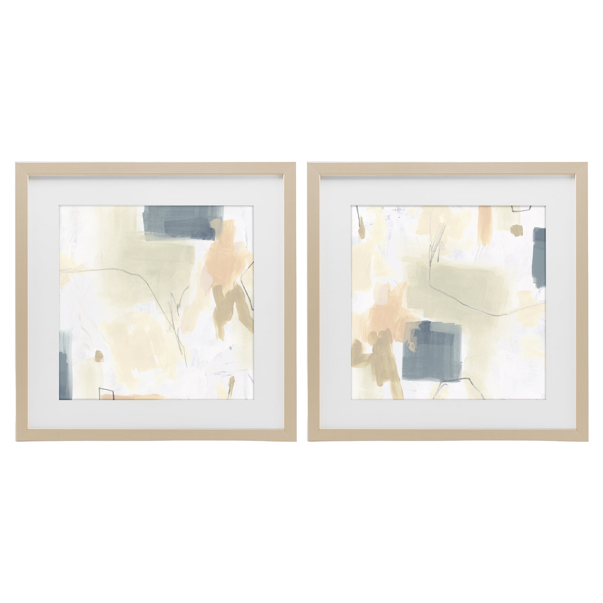 Stupell Industries Muted Plaster Line 2 Piece Birch Framed Print Under Glass Set, design by June Erica Vess