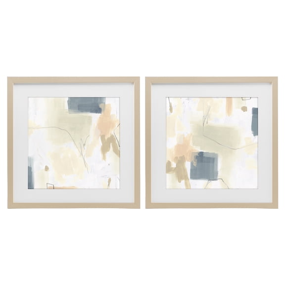 Stupell Industries Muted Plaster Line 2 Piece Birch Framed Print Under Glass Set, design by June Erica Vess
