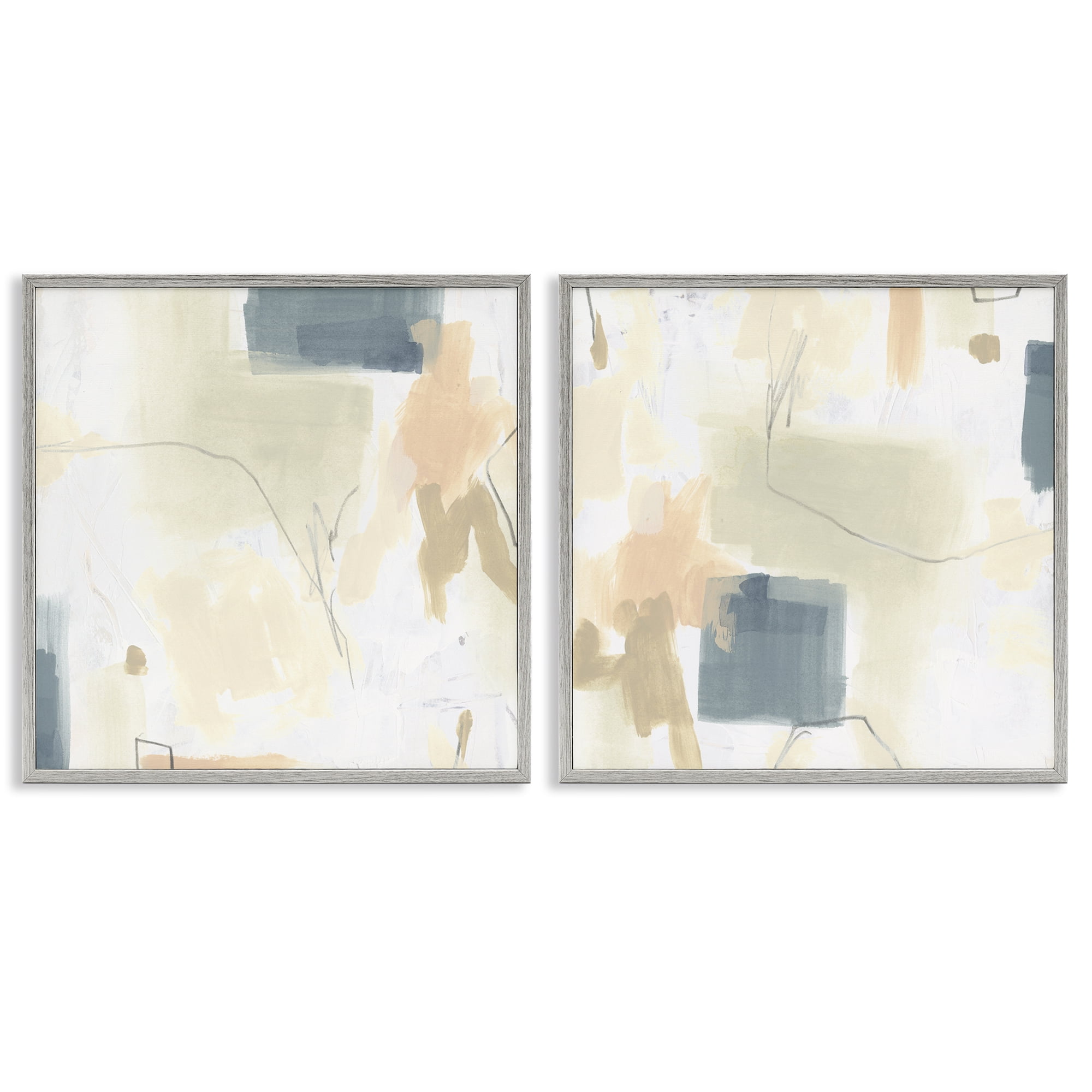 Stupell Industries Muted Plaster Line 2 Piece Gray Framed Giclee Art Set, design by June Erica Vess